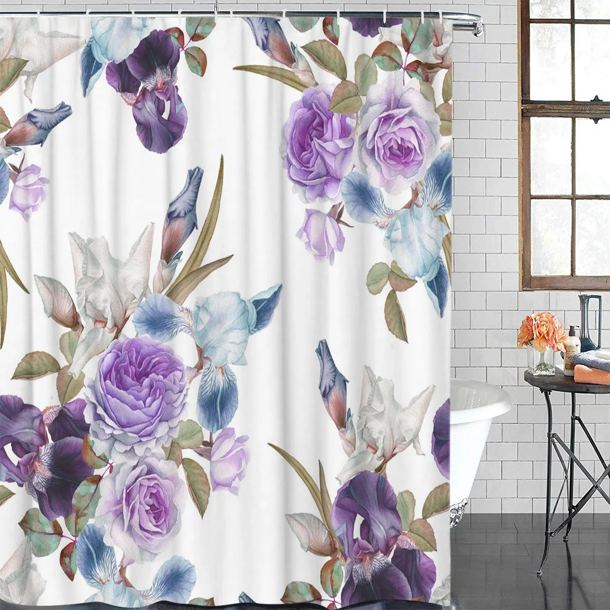 Ирис цветок фиолетовый синий букет занавеска для душа Водонепроницаемый