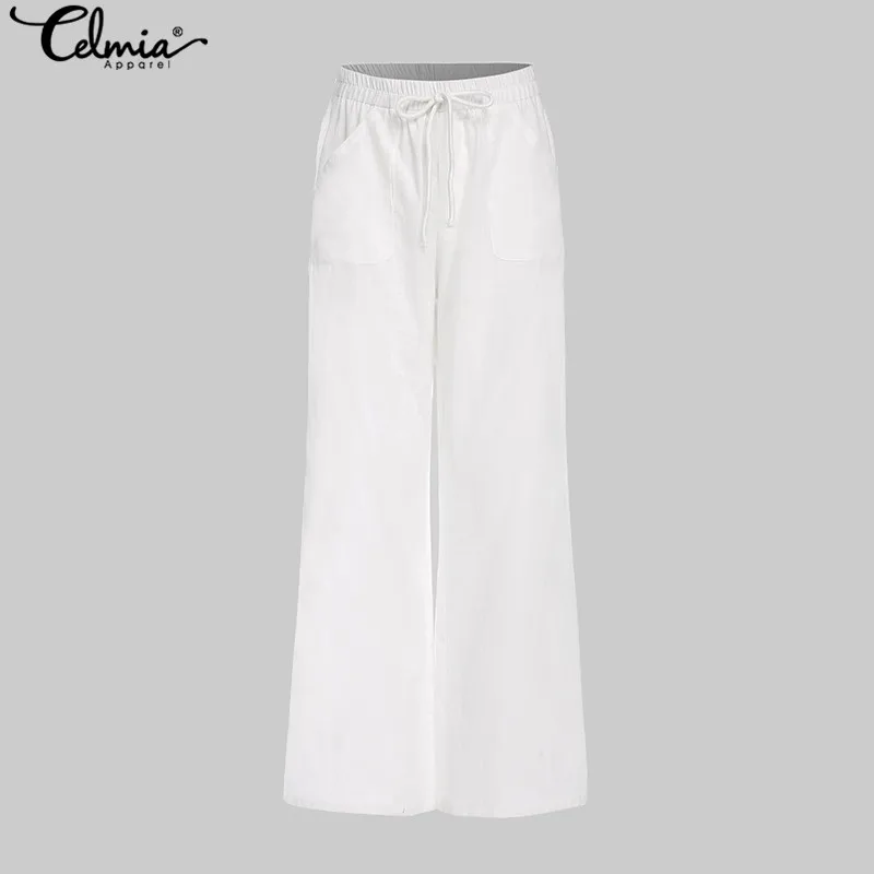 2020 женские широкие брюки повседневные свободные длинные с эластичной резинкой