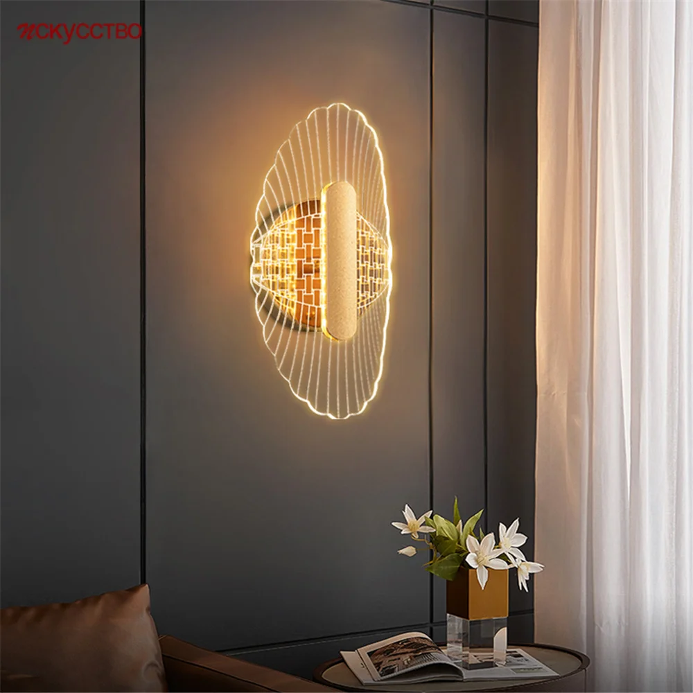 

Nordic Modern Oval Diamond Acrylic Led Wall Lamp For Living Room Home Decoration Creative Bedroom Bedside Sconce Night Lights