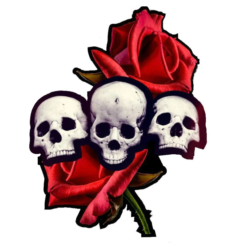 

Funny Vinyl Car Stickers SKULL ROSE Reflective Cover Scratches Car Accessories Rear Windshield Window Trunk Bumper KK17*13cm