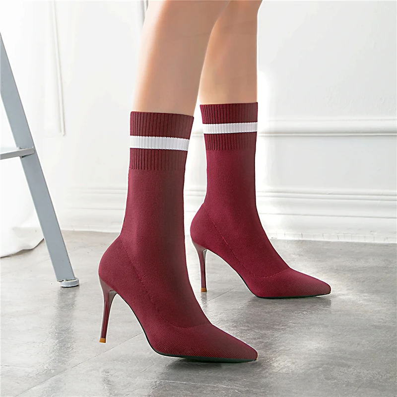 2019 женские роскошные серые Стрейчевые ботинки ботильоны на высоком каблуке 9 см