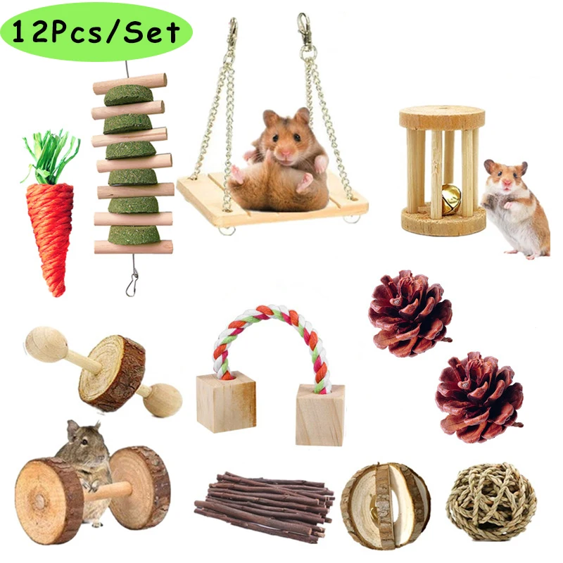 12 шт./компл. деревянные игрушки для хомяка|Игрушки| |