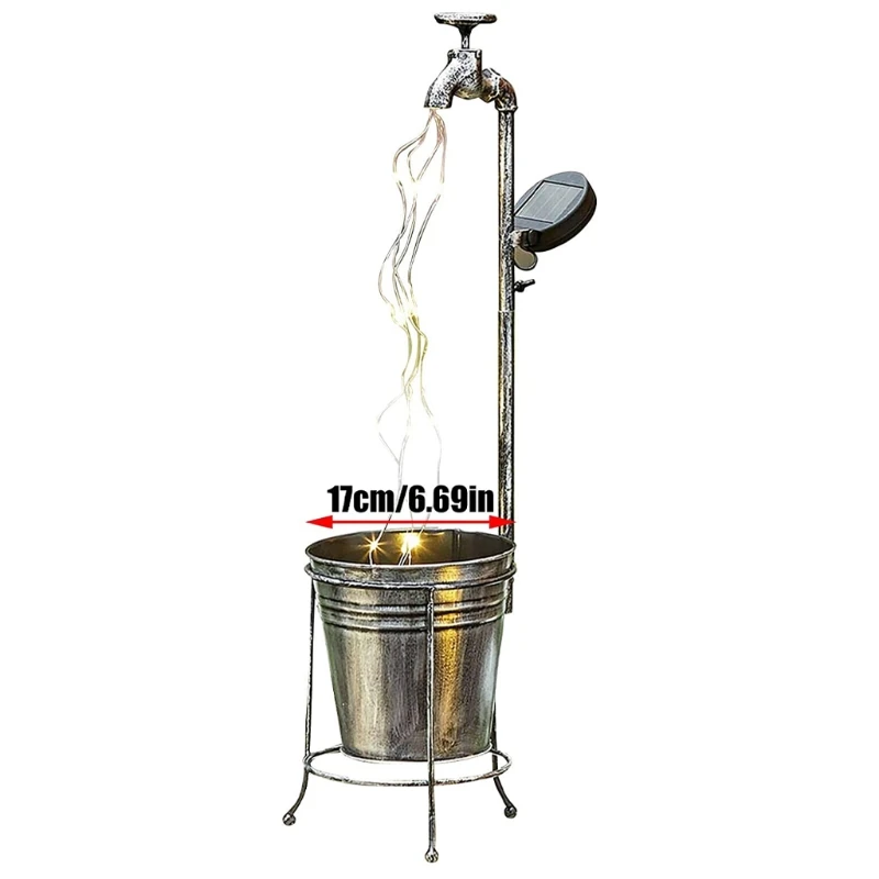 

Outdoor Garden Art Light Decoration Solar Powered Water Faucet Planter Watering Can Style Fairy LED Strands Lamp Lawn