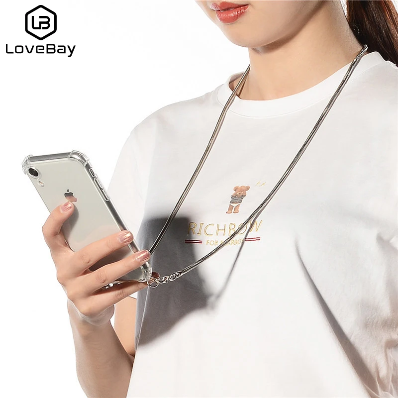 Ремешок шнур цепь лента ожерелье металлическая чехол для телефона iPhone 11 7 8 Plus 11Pro X