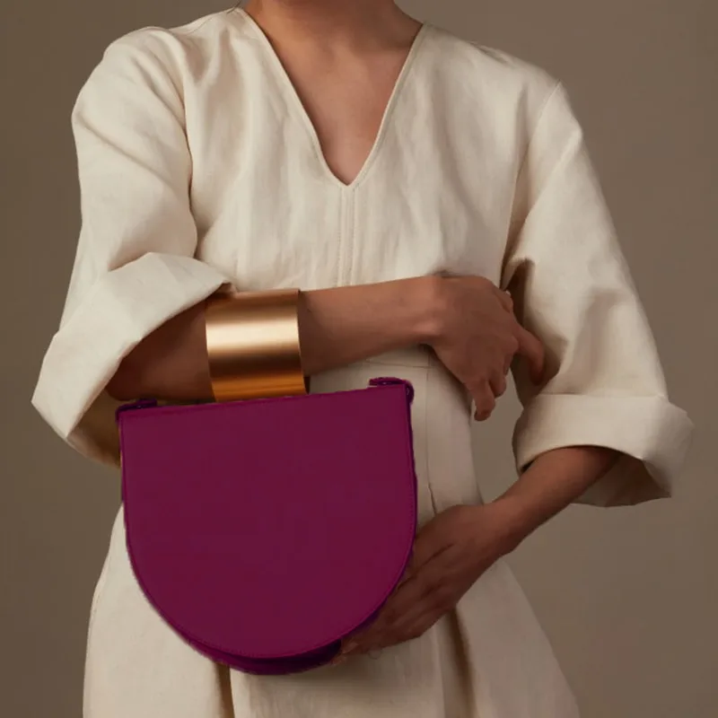 Роскошные полукруглые женские сумки верхние круглые с металлической ручкой