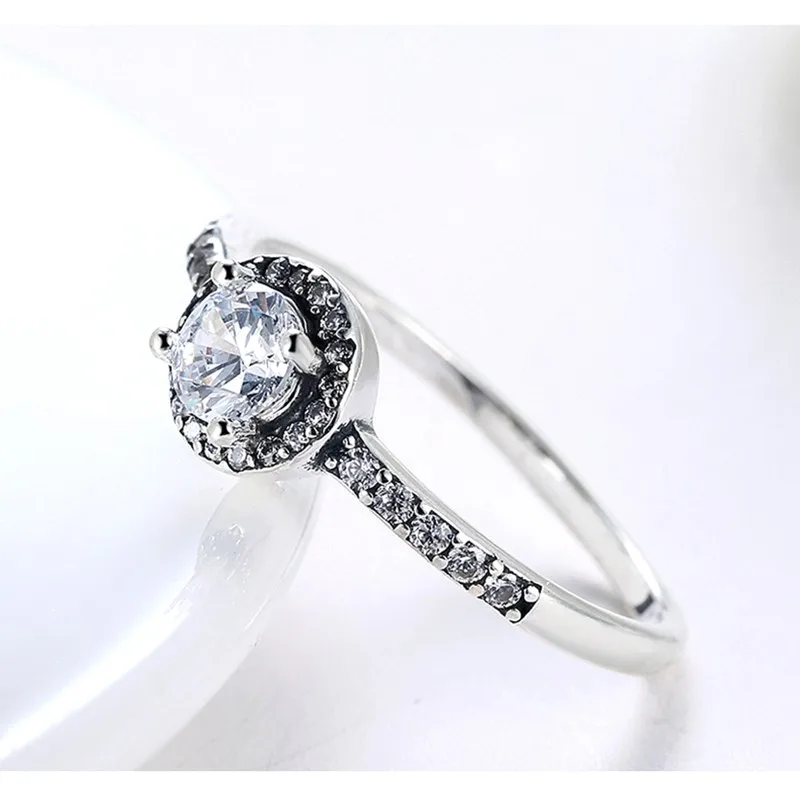 

CFK 925 Sterling Zilveren Ring Brilliant Clear Ronde Zirconia Ringen Voor Vrouwen Meisjes Verjaardag Romantische Fijne Sieraden