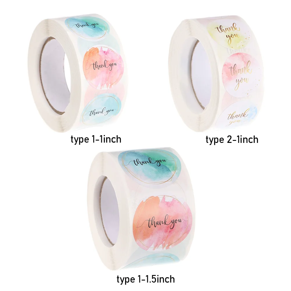 

500PCS/Roll Watercolor Wedding Party Favor Elegant Designs Gift Decor Seal Label Stationery Paste Thank You Gift Decor Sticker