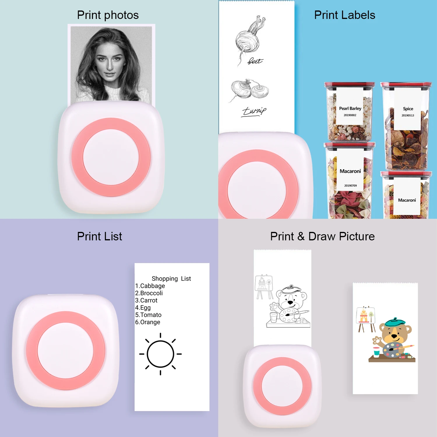 Портативный 57 мм Мгновенный мобильный принтер мини карманный BT беспроводной