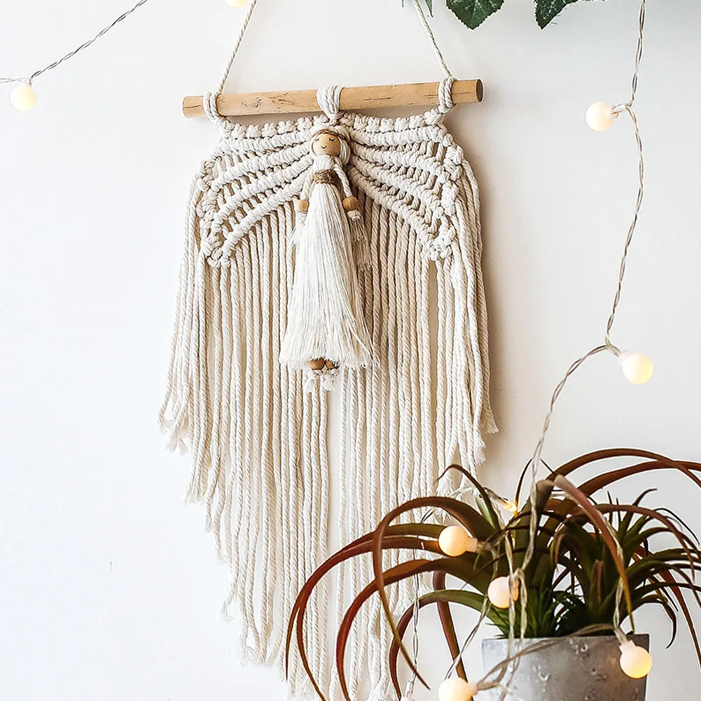 

Macrame Tapestry Hand-woven Wall Hanging Bohemian Tassel Macrame Tapestry Woven Art Decor Home Cotton Tapestry Nordic Boho Art