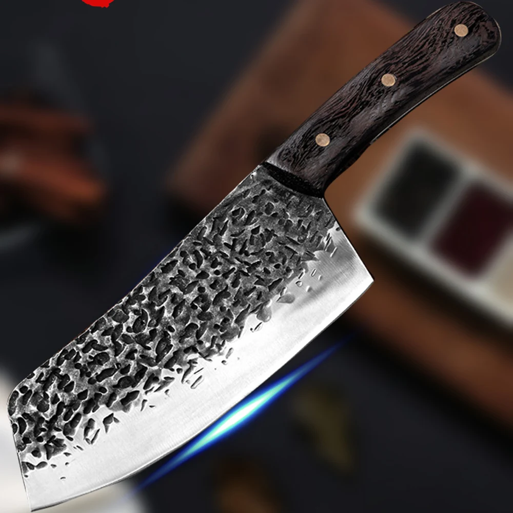 

Kitchen Knife Hand Forged Hammer Pattern Kitchen Knife Chinese Style Kitchen Chop and Slice Chef knives Sharp