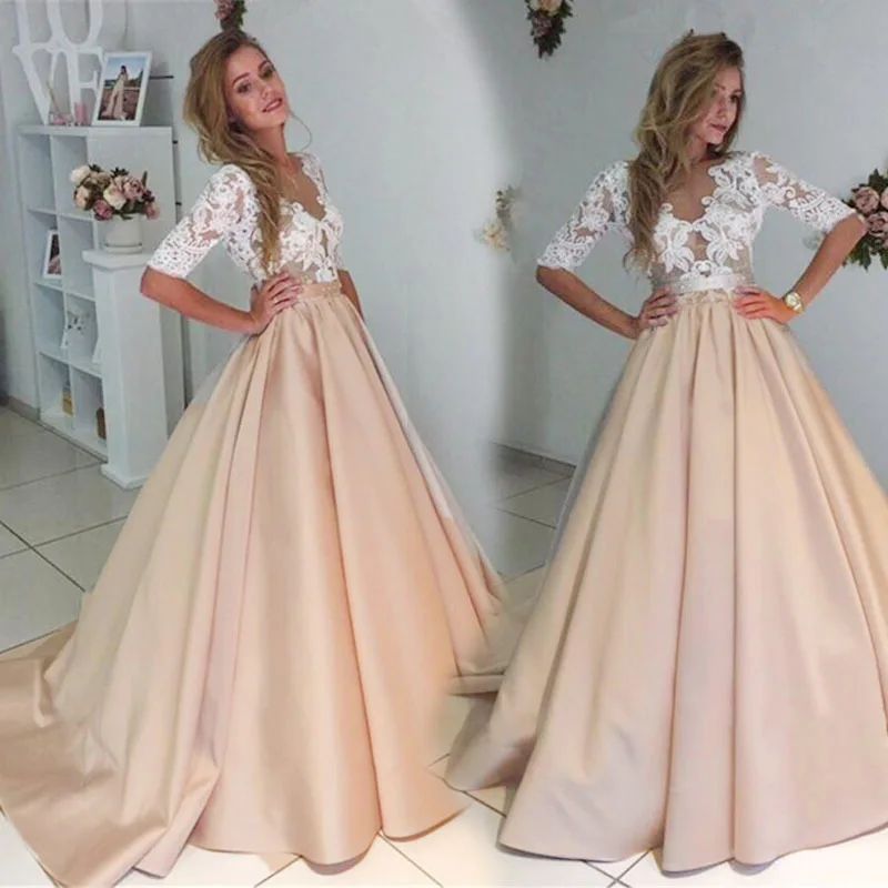 

Женское вечернее платье с V-образным вырезом, кружевное классическое платье в европейском и американском стиле с длинным рукавом и бантом н...