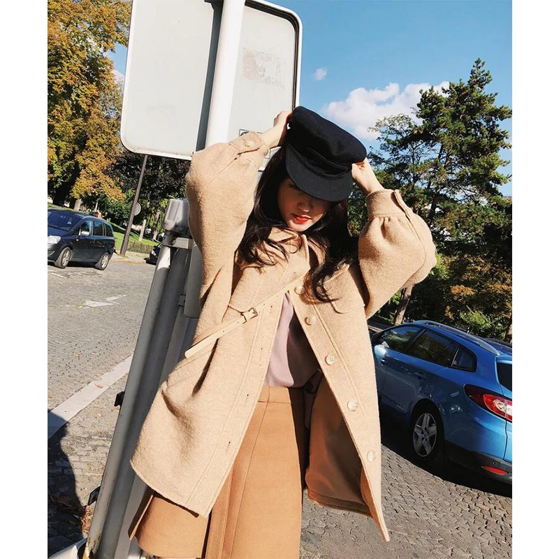 Женское шерстяное пальто средней длины Осень-зима 2019 | Женская одежда
