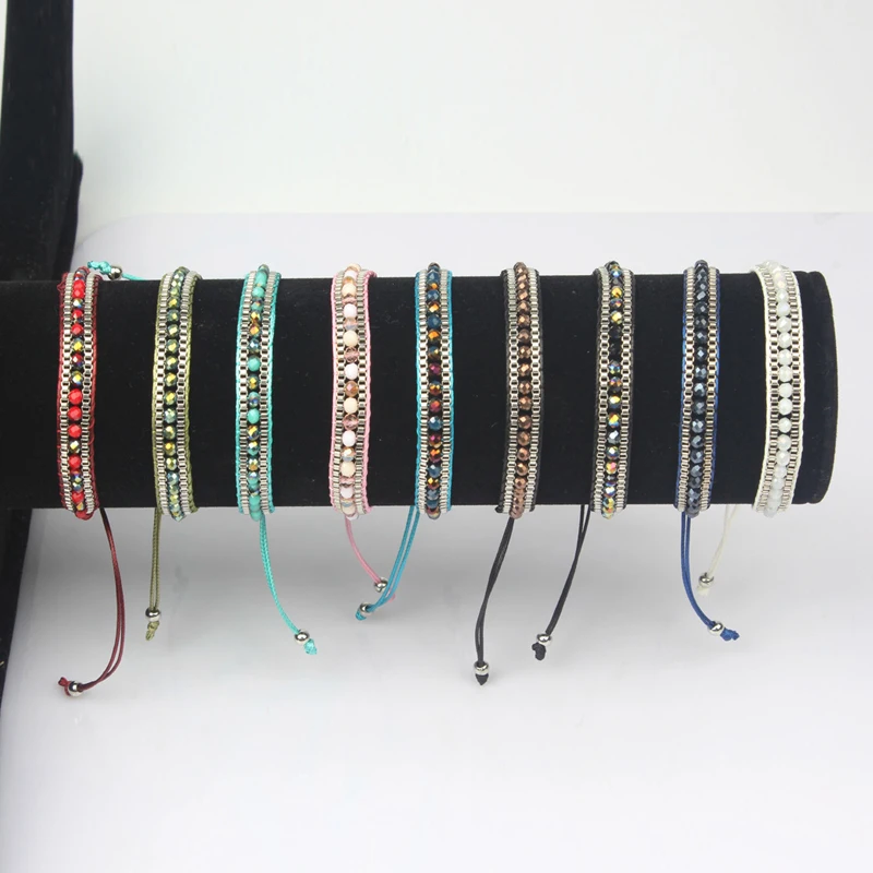 1 шт. богемные хрустальные бусы плетеные браслеты ручной работы для женщин