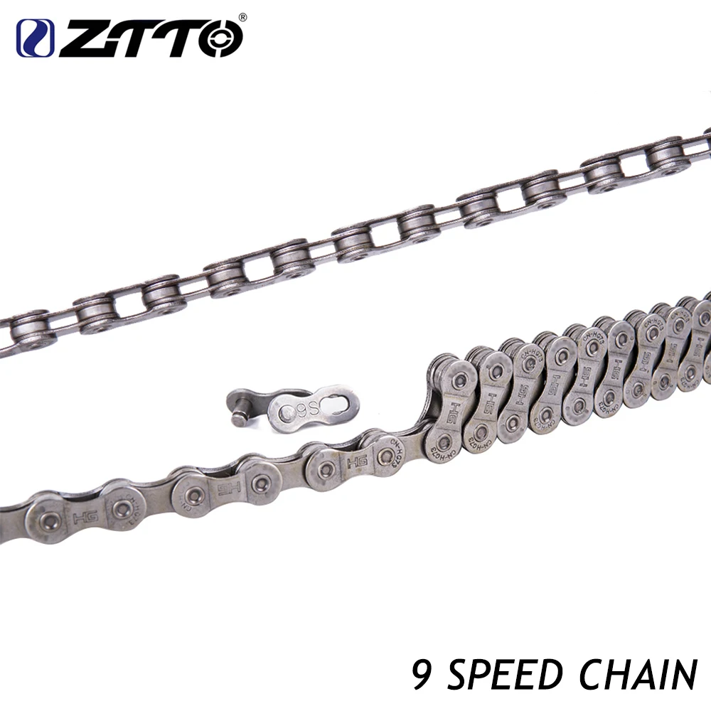 

ZTTO MTB Bike 9 Speed Chain Mountain Road Bicycle galvanized 9s 18s 27s for K7 Parts with Magic Button master link Bicycle Parts