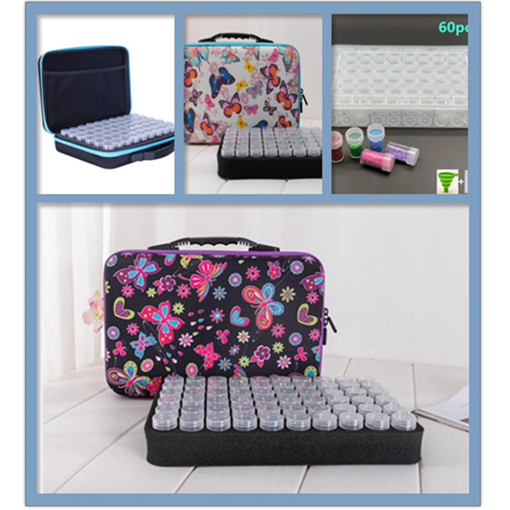 

New diamond mosaic 60 bottle butterfly storage box, hand-embroidered storage bag, bead painting accessories, tool bag, portable