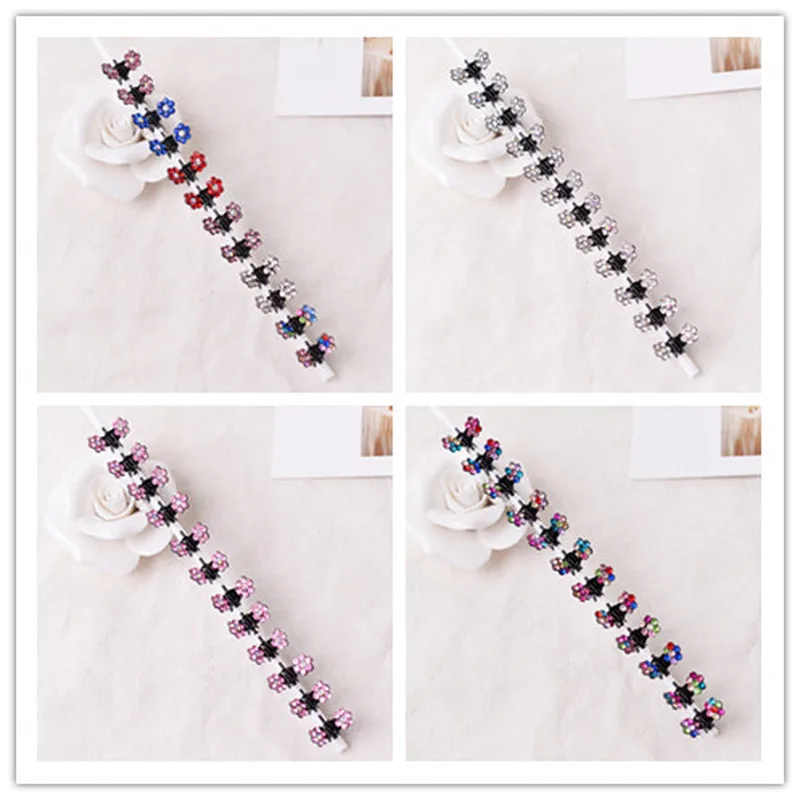 Модные женские заколки для волос 12 шт. мини с кристаллами и цветами подарок детей