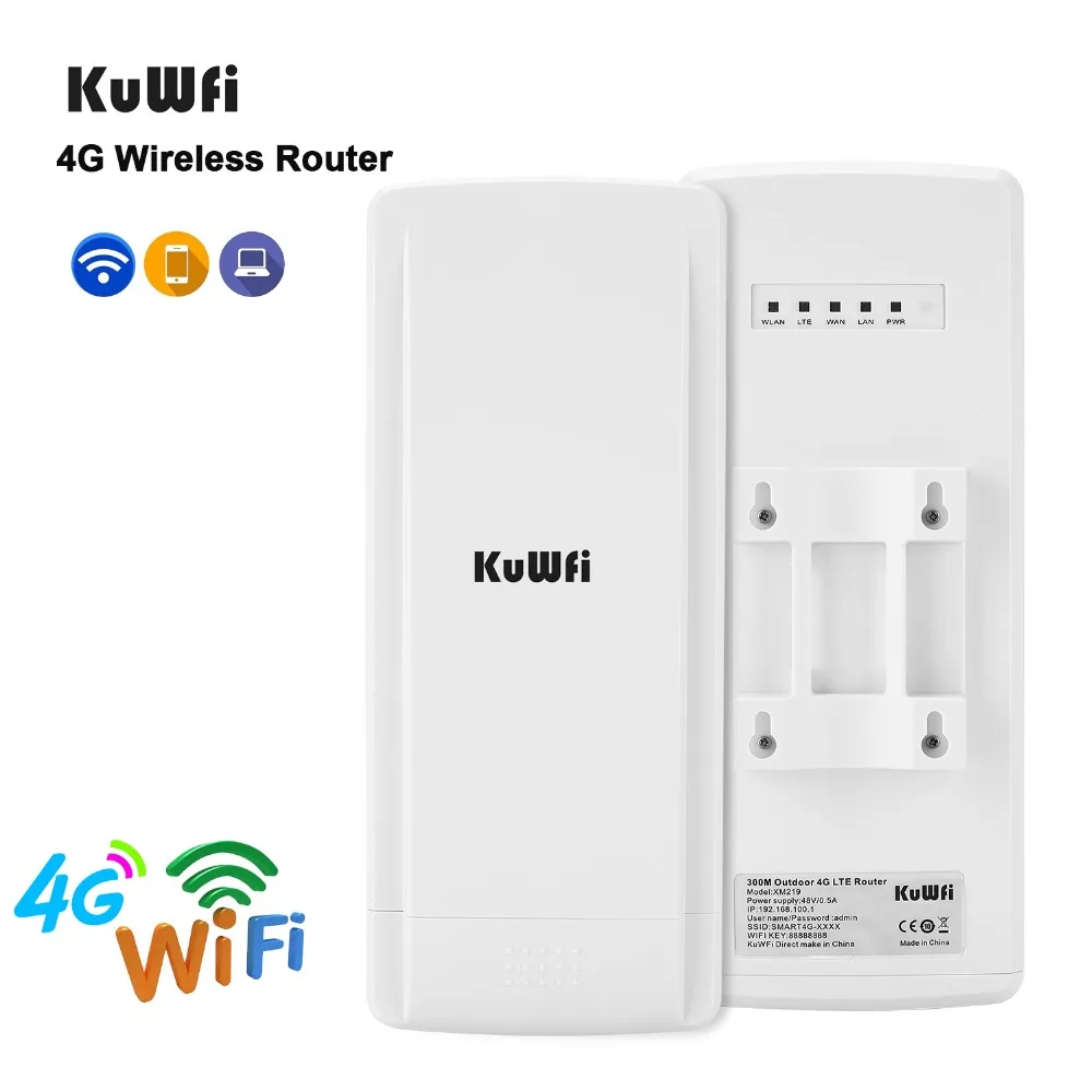 KuWFi Водонепроницаемый Открытый 4G Wifi роутер CAT4 150Mbps беспроводной CPE