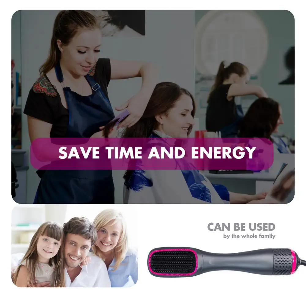 

Salon One Step Hair Dryer Volumizer 2 in 1Blow Hair Dryer Brush Negative Ion Hot Air Styling Brush Hair Straightener Hairbrush