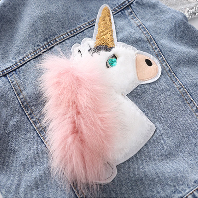 Girls Unicorn Denim Coats Spring Kids Jackets Clothes Outerwear Jean &amp for 3 12Y | Детская одежда и обувь