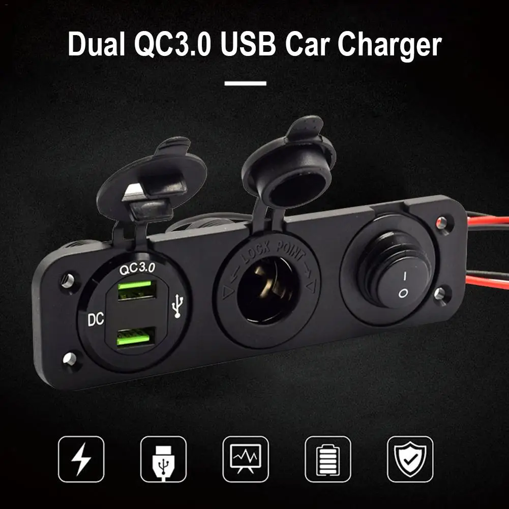Адаптер питания QC3.0 для прикуривателя зарядное устройство с двумя USB портами 12 В
