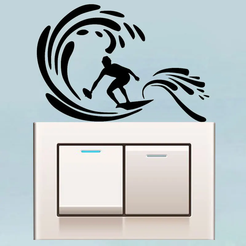 YJZT пляжа и серфинга съемные виниловые наклейки на стены Спальня переключатель