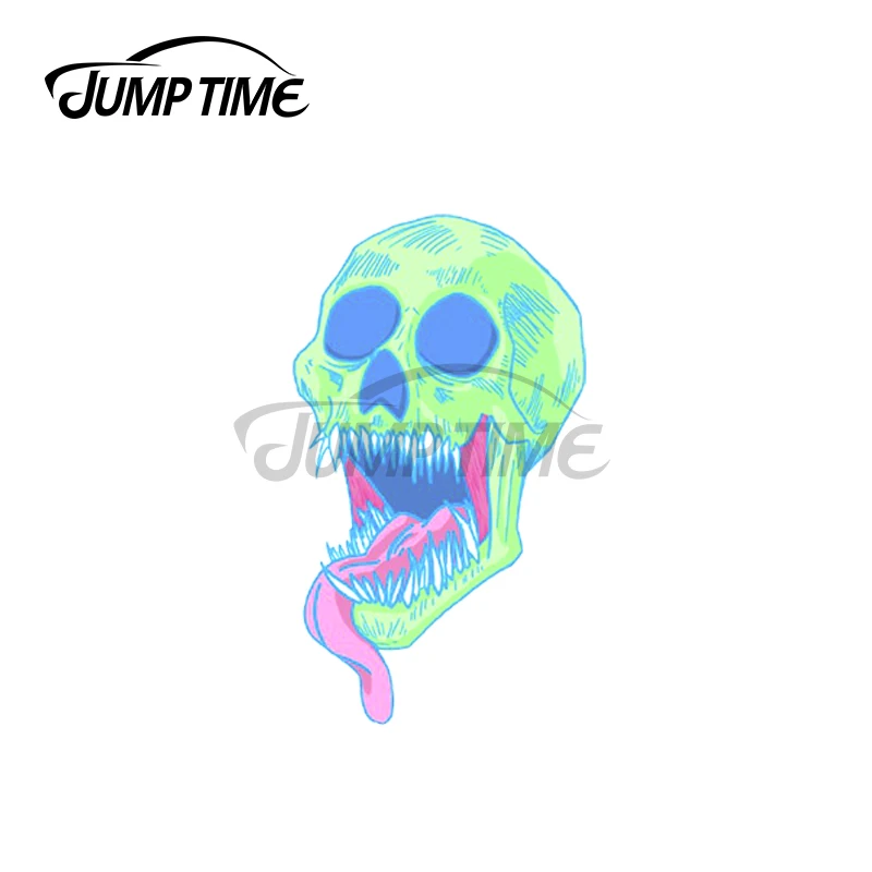 

Jump Time 13 x 5.8cm Spooky Green Skull Graffiti Car Sticker Auto Refrigerator Decal Decoration Anime Body For Car Scratch-Proof