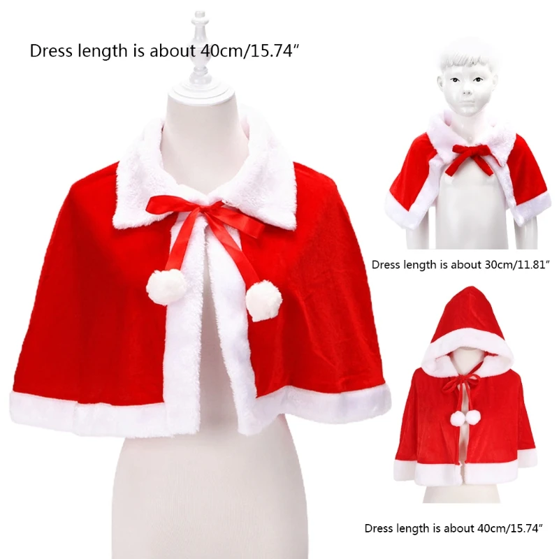 

Christmas Santa Claus Party Costume Dress Up Shawl with Hat Outfit Red & White Gold Velvet 3 Type Optional for Adult Kid