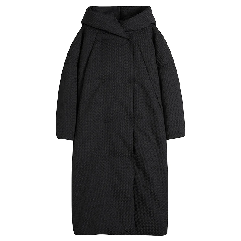 Женская Толстая зимняя теплая пуховая куртка оверсайз с капюшоном оригинальный