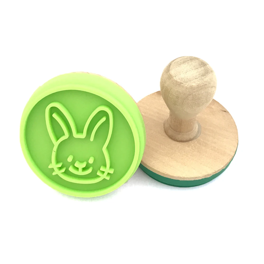 Rabbit Печенья силиконовый трафарет с ручкой миксер для теста печать штамп Плунжер для печенья резак DIY Инструменты для выпечки Форма для украшения торта, рисунок «Имбирный пряник» Удар - Цвет: Rabbit