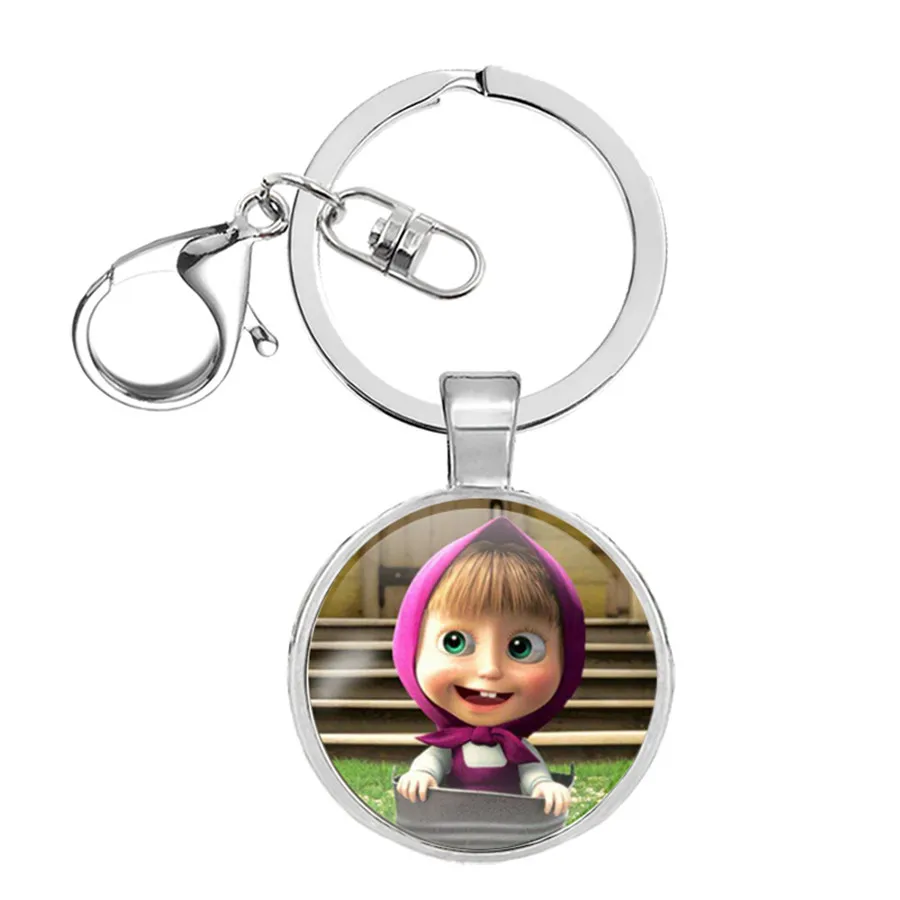 С рисунками российского мультфильма Маша брелки для ключей Стекло брелок с