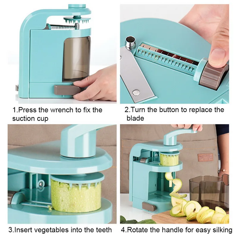 Ручная овощерезка с 4 вращающимися лезвиями спагетти кабачки лапша спиральный