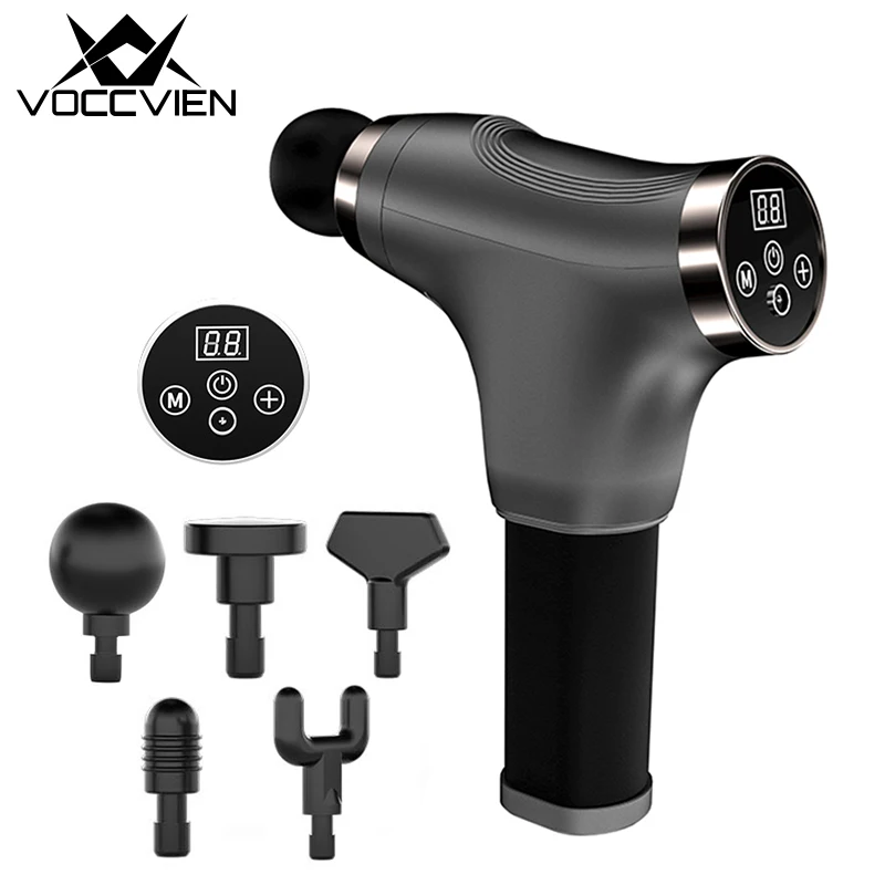 

VOCCVIEN MINI Fascia Massage Gun 5pcs Pro Heads 6 Gears Fitness Exercise Pain Relief Body Deep Tissue Muscle Back Neck Massager