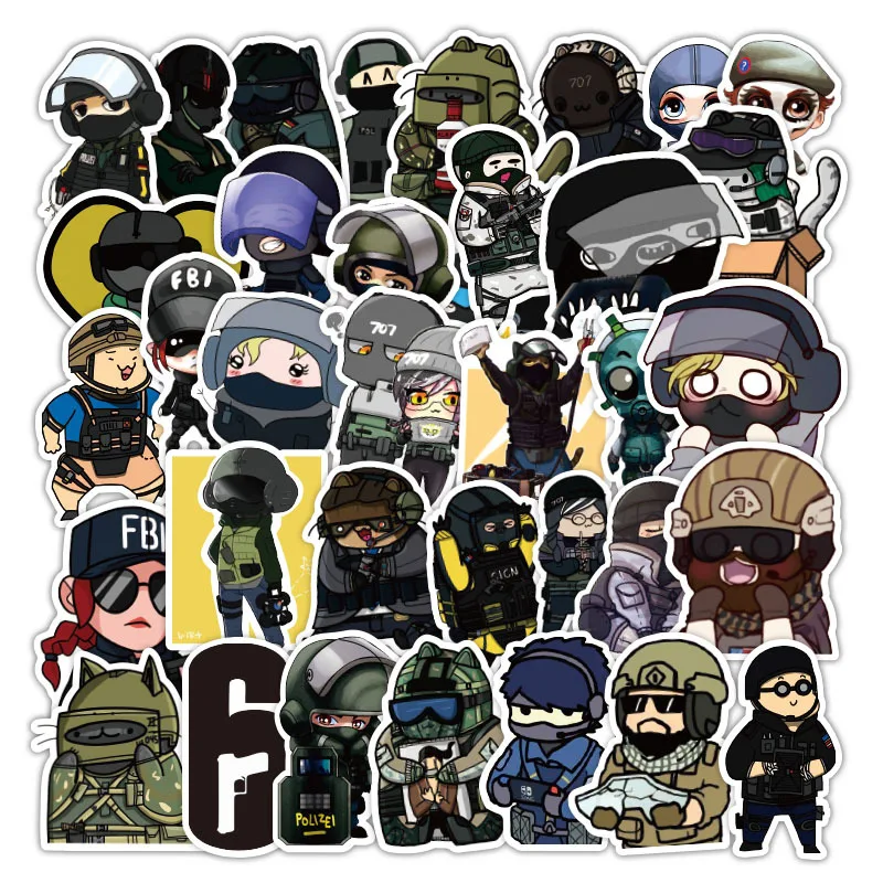 10 Вт 30 50 шт./packThe Радуга шесть осада наклейки из игры ForMotorcycle Чемодан шкаф для