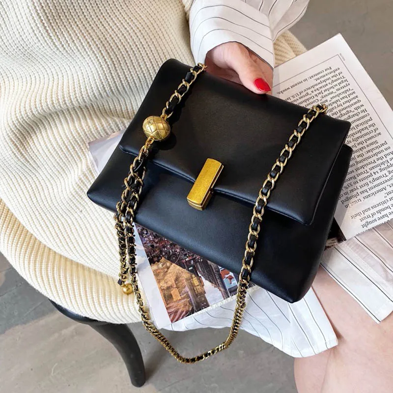 

Женская сумка, роскошная сумка и кошельки, высококачественные кожаные сумки на плечо, однотонная сумка через плечо с клапаном, женская сумк...