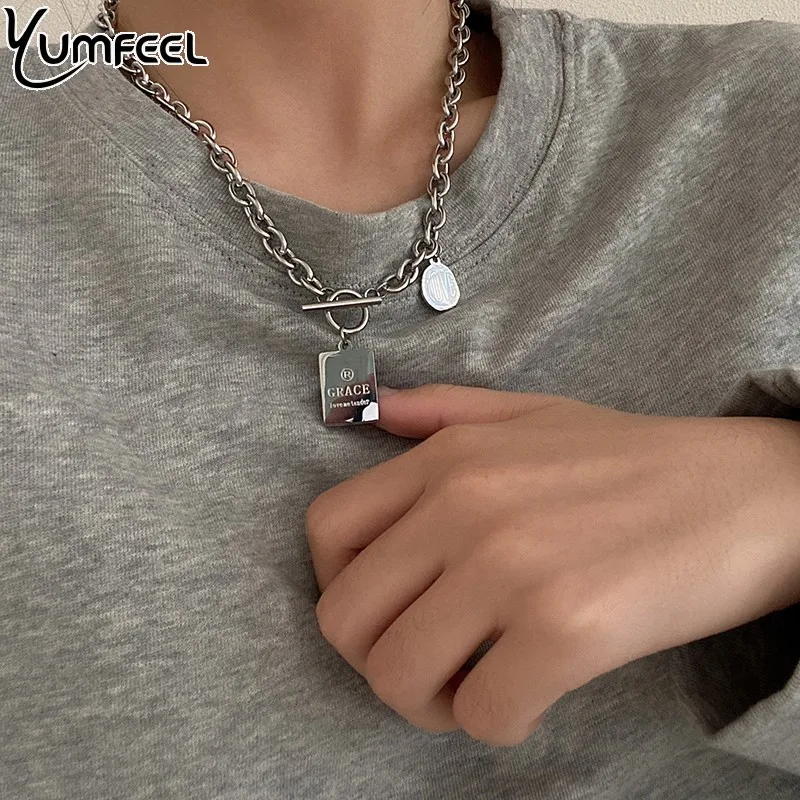 Новые ожерелья Yumfeel из нержавеющей стали в стиле хип хоп колье цепочка до ключиц