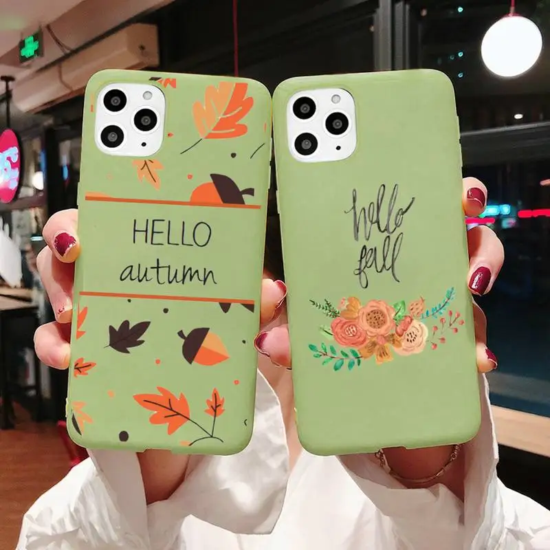 

Autumn Pumpkin happy fall Phone Case Candy Color for iPhone 6 7 8 11 12 s mini pro X XS XR MAX Plus