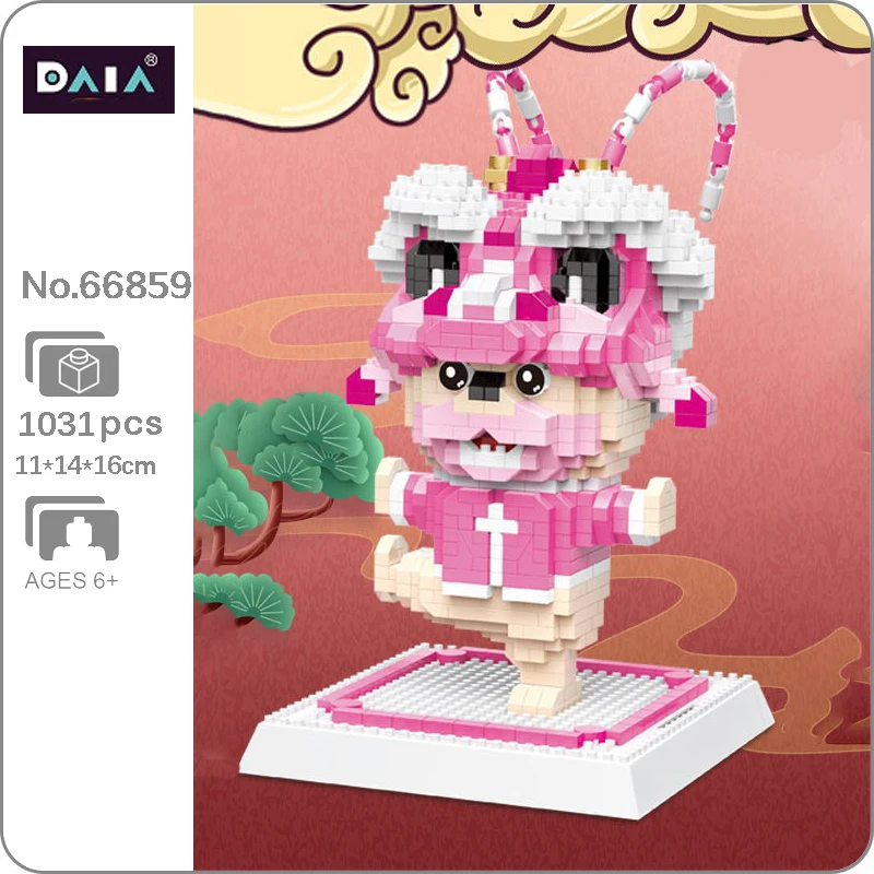 

DAIA 66859 Chinese Zodiac Peking Opera Lion Dance Dog Animal Model Mini Diamond Blocks Bricks Building Toy for Children no Box