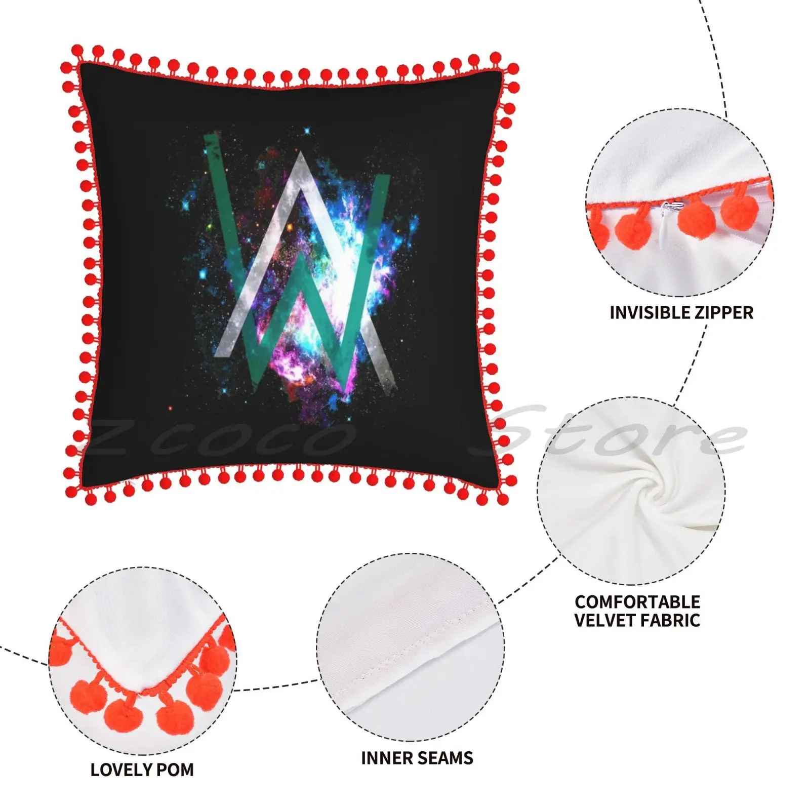 Чехол из льняной плюшевой бархатной ткани с принтом на заказ Чехол-Подушка Алана