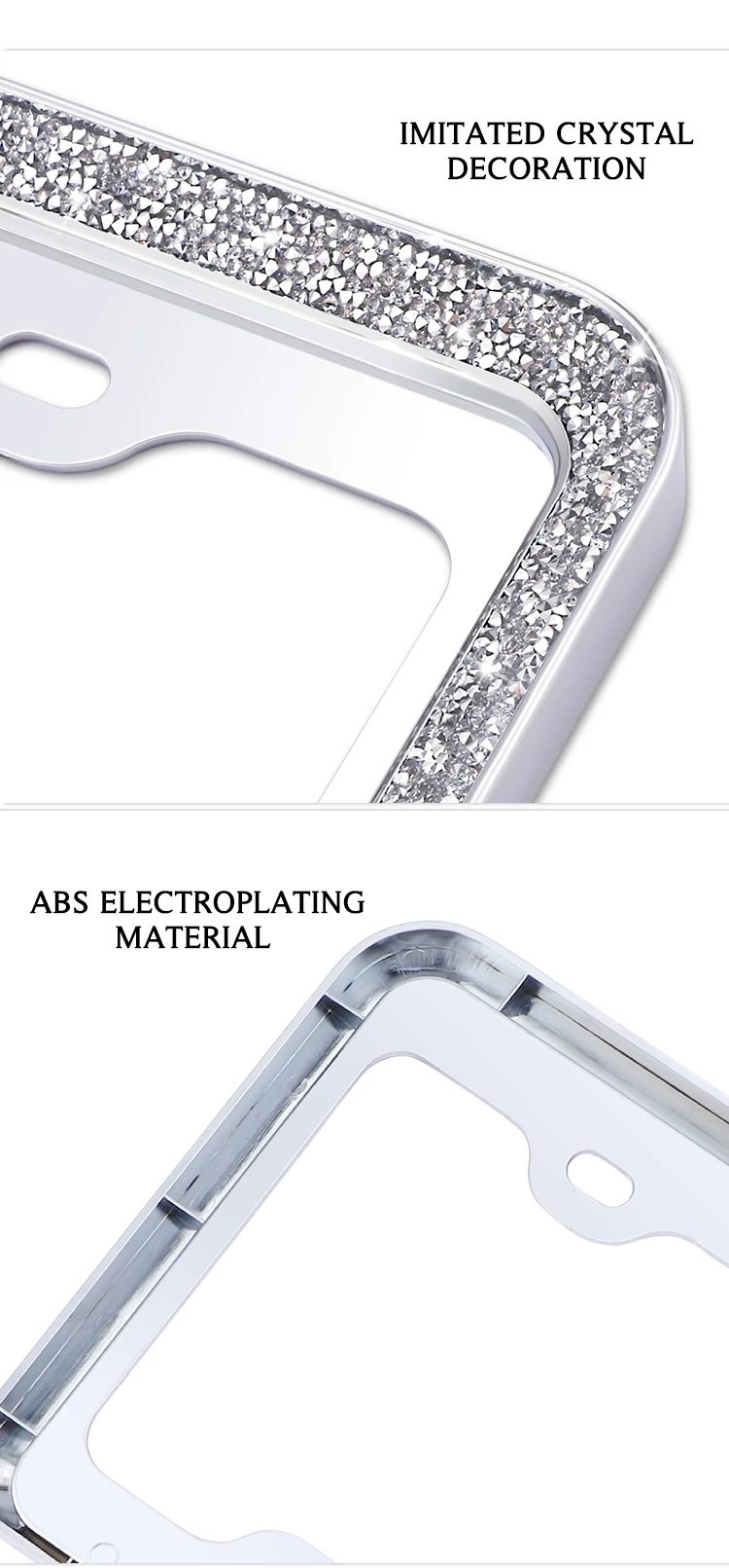 KEYECU Only For North American market Universal Bling License Plate Frame White Silver Glitter Crystal Sparkling Rhinestone | Автомобили и