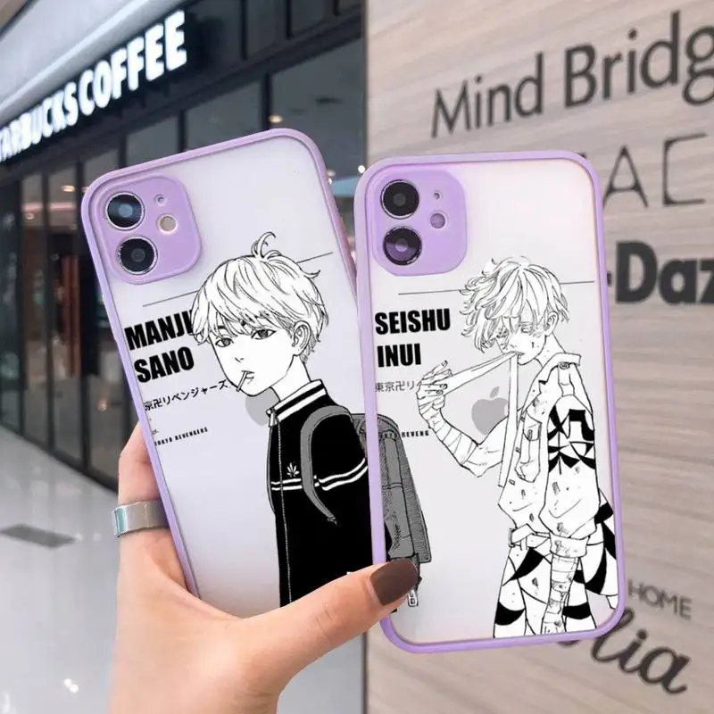 

Tokyo Avengers revengers anime Phone Case For iPhone 12 11 Mini Pro XR XS Max 7 8 Plus X Matte transparent Purple Back Cover