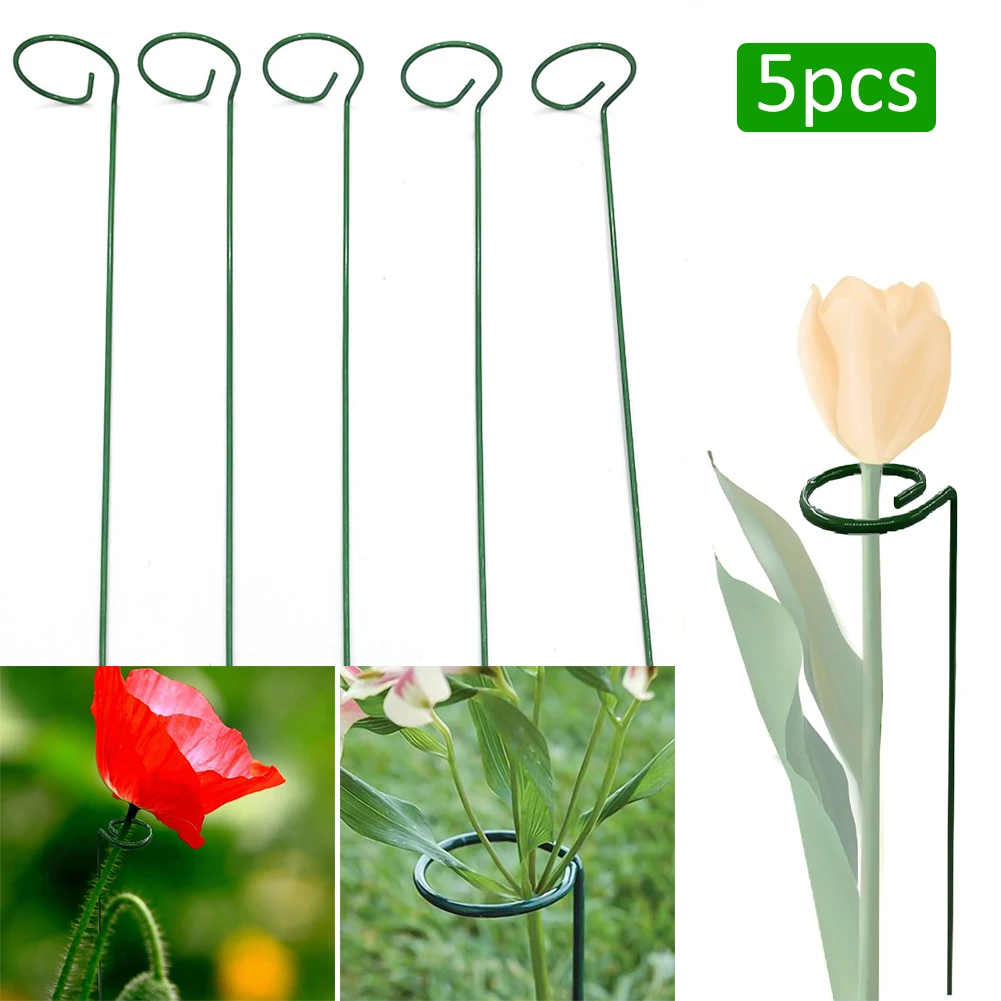 

5 Packs of 18 Inch 40/45 cm Long Garden Single Stem Support Pile Plant Cage Support Rings plant growth fixation Rings