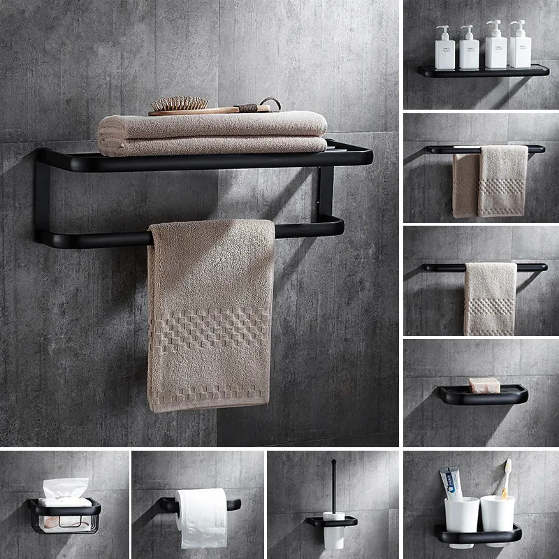 

Bathroom Accessories, Corner Shelf,Towel Rack,Paper Holder,Towel Bar,Soap Basket,Towel Rail Black Oil Brushed Bathroom Hardware