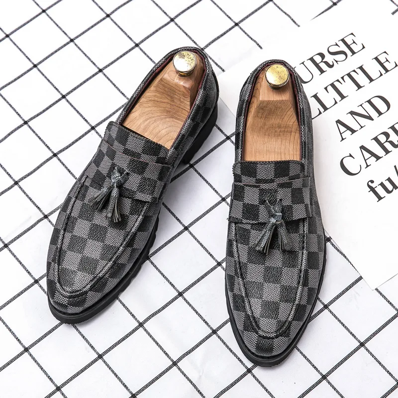 

Shoes Men 2021 New PU Leather Loafers Men's British Style Slip On Tassel Summer Lattice Shoes Breathable Lazy Leather Shoes