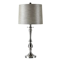 minimalist living room lamp iron base lamps for bedroom gray fabric lampshade nightlight led night lights dining table lighting