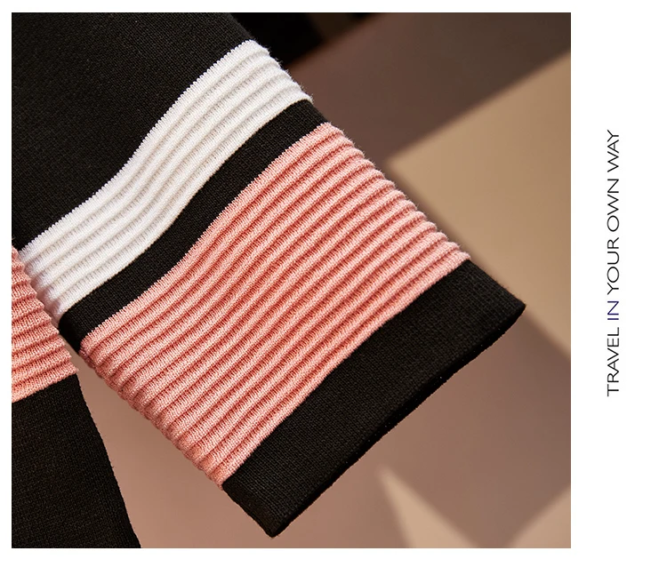 Вязанный полосатый джемпер с длинным рукавом размера плюс свитера топы +