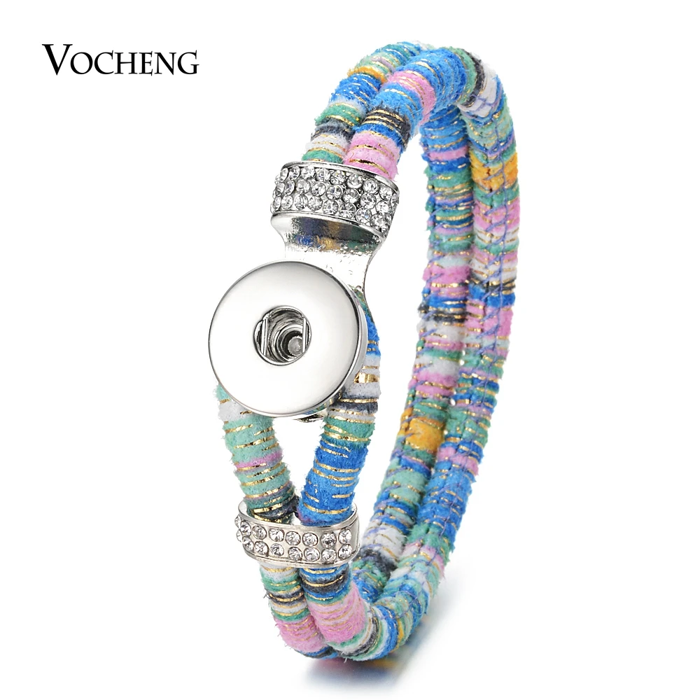 

10PCS/Lot Vocheng Ginger Snap Jewelry Double Leather Bracelet for 18mm Snap Charms 12 Colors NN-651*10