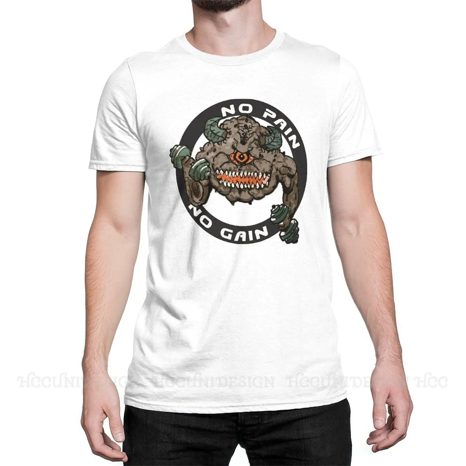 

GAIN Elemenental Print Cotton T-Shirt Camiseta Hombre Doom Slayer Shooting Games Men Fashion Streetwear Adult Shirt