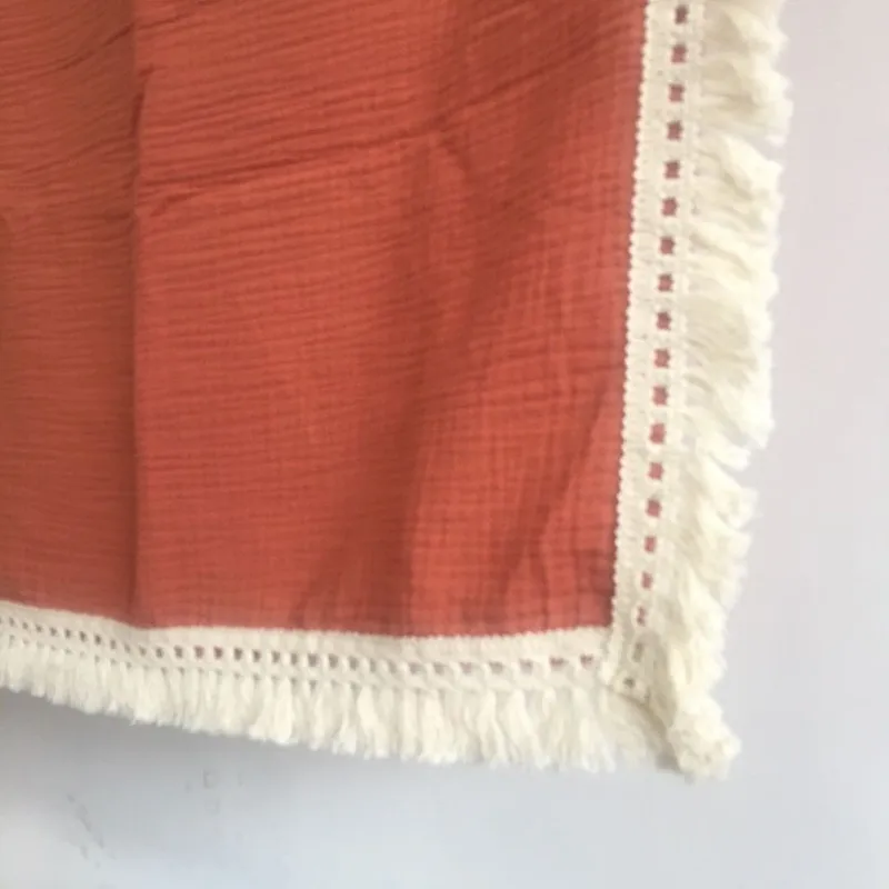 

Muslin Cotton Baby Blanket Fringe 2 Layer Newborn Baby Photography Propstassel Blankets Swaddle Tassel Newborn Bath Towelmuslin
