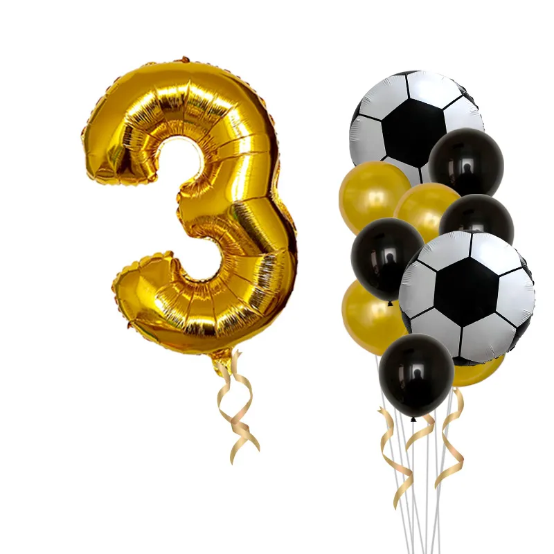 9 шт./лот вечерние воздушные шары для футбольного мяча Черное золото 32 дюйма номер