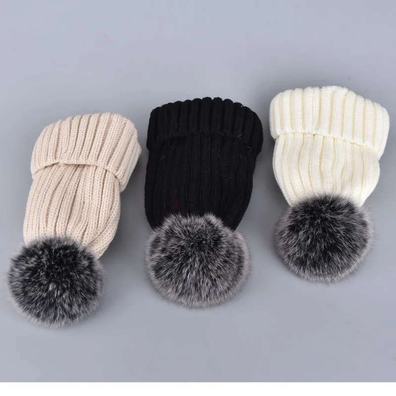 Новинка 100% натуральный помпон Лисий мех женские шапки зимние с лисьим понпоном